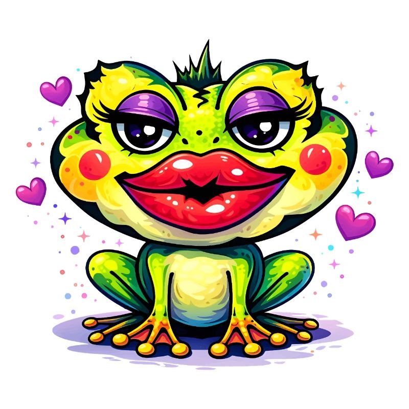 Funny Toad with Lips – Colorful Comic Animal Motif