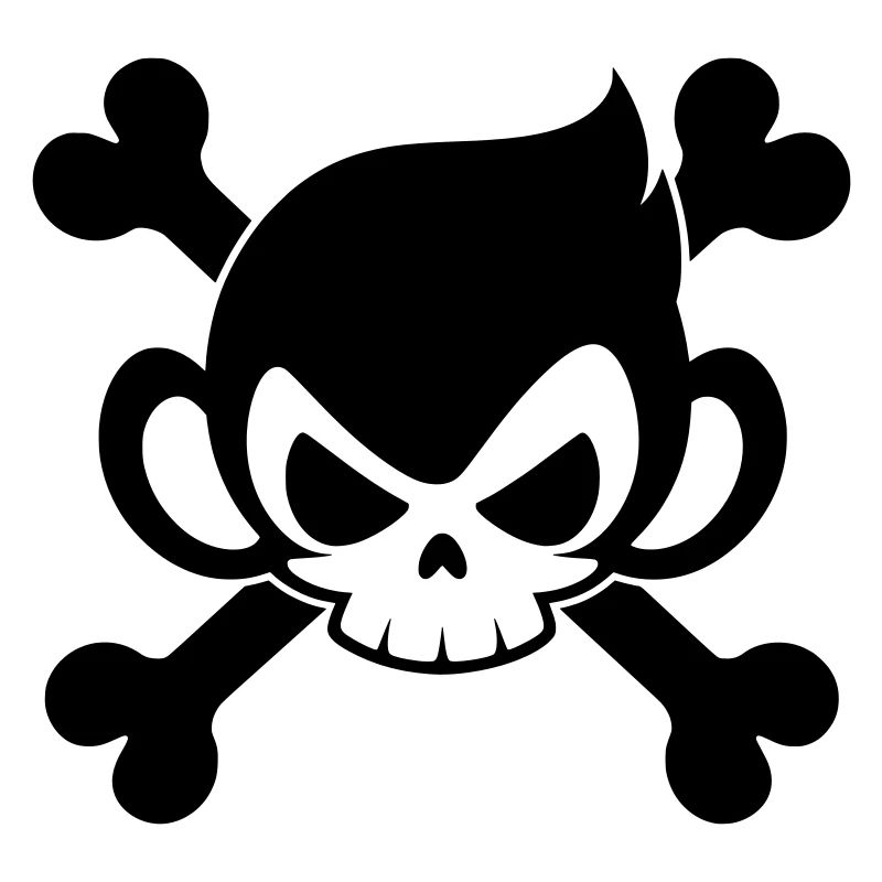 Funny skull monkey with crossed bones