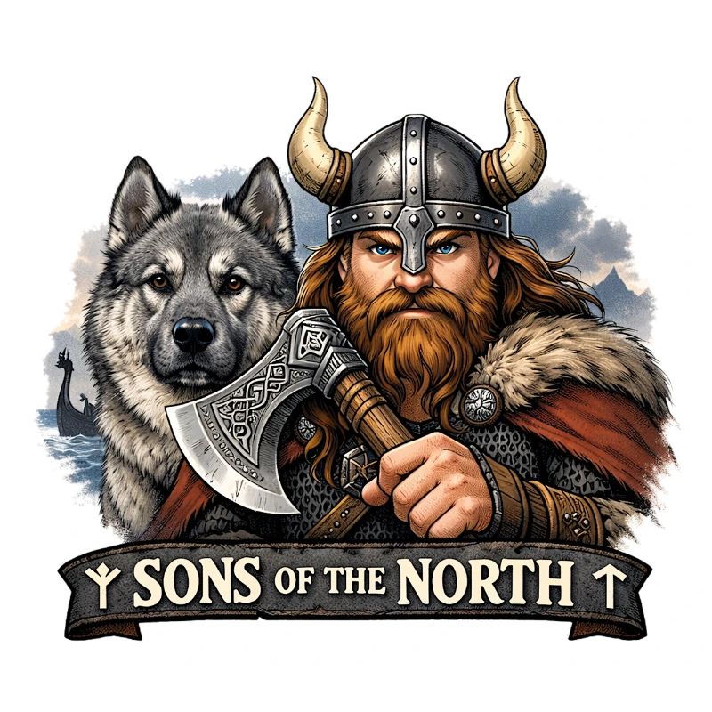 Wikinger mit einem Jagdhund