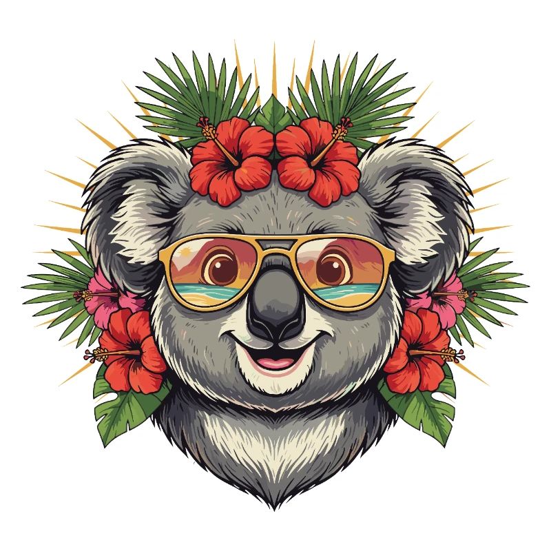 Koala tropical avec des lunettes de soleil