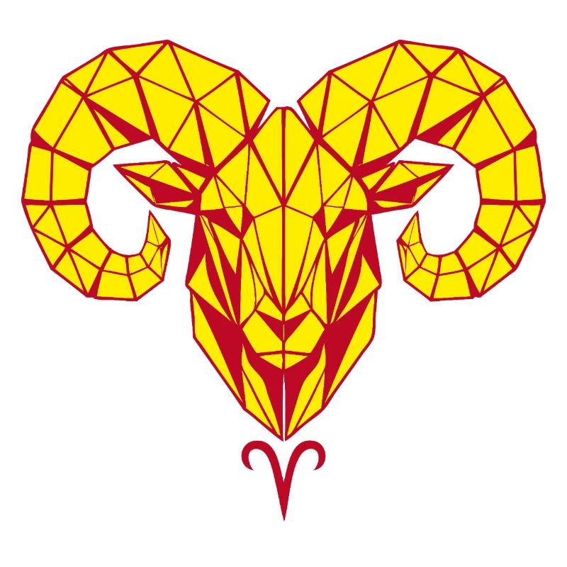 Geometric ram's head yellow red
