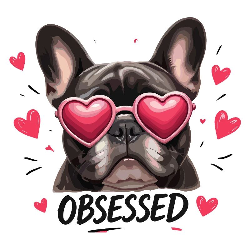 Obsessed Hund mit Herzbrillen
