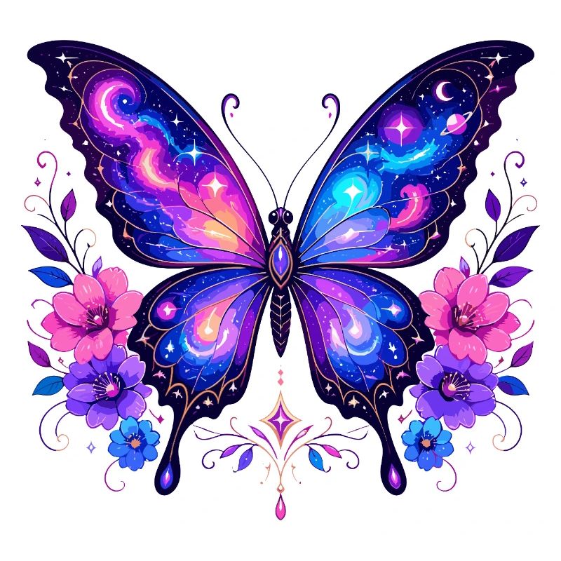 Papillon Galaxie aux Fleurs