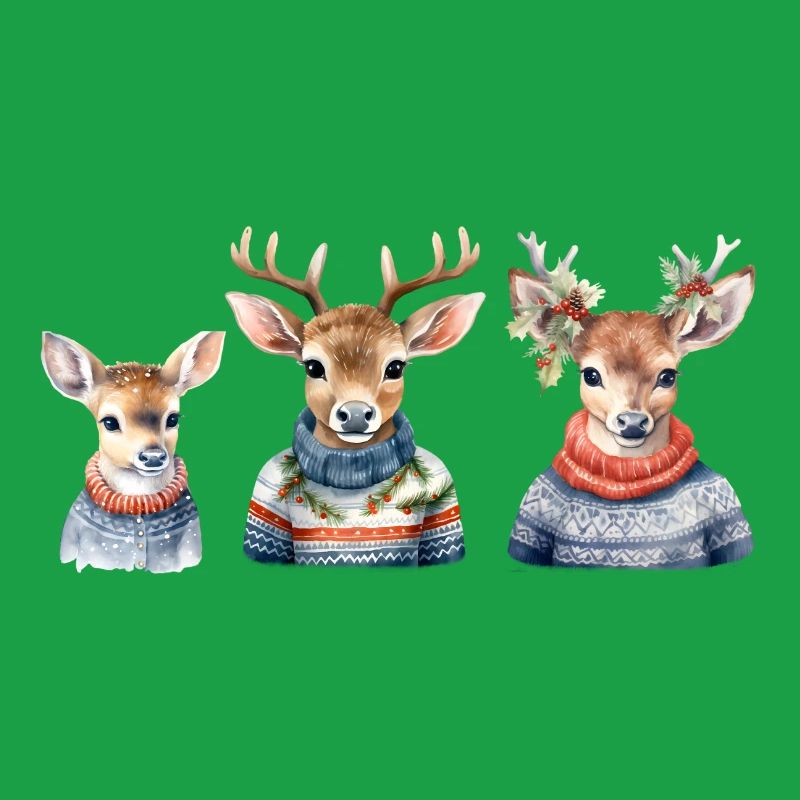 Winterhirsche Pullover-Trio