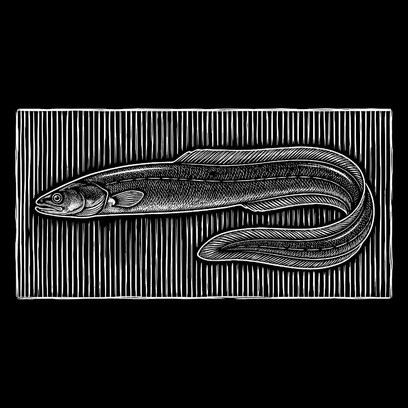 Vintage Eel Woodcut – Classic Angler Design