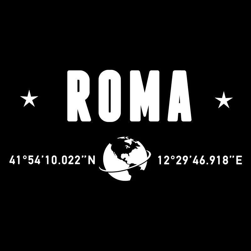 Roma Italy GPS Coordinates White Globe