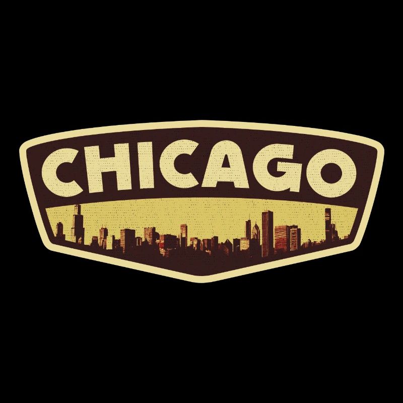 Chicago Skyline Retro Badge