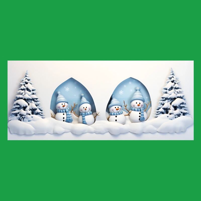 Kleiner Schneemann mit Weihnachtsbäumen