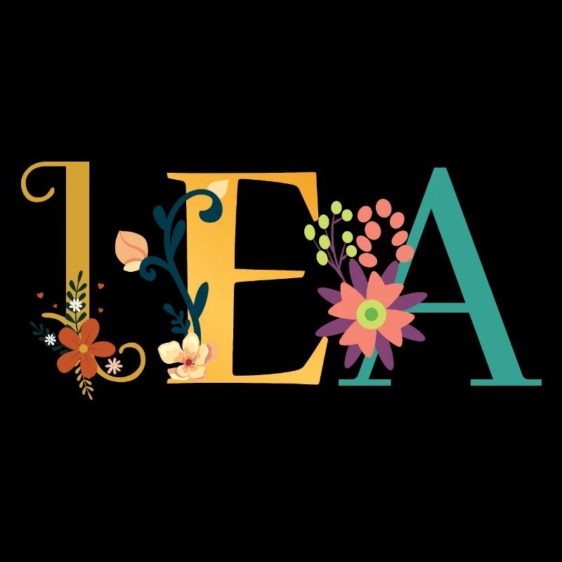 LEA Name Art avec fleurs brodées