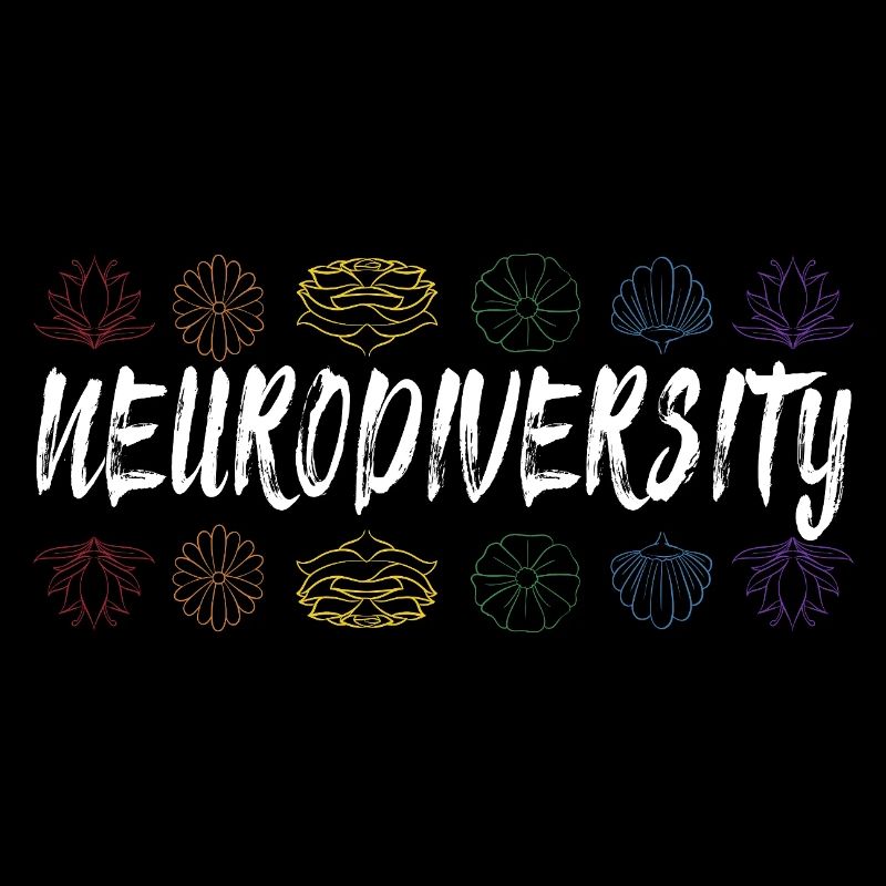 Neurodiversité Typographie florale arc-en-ciel