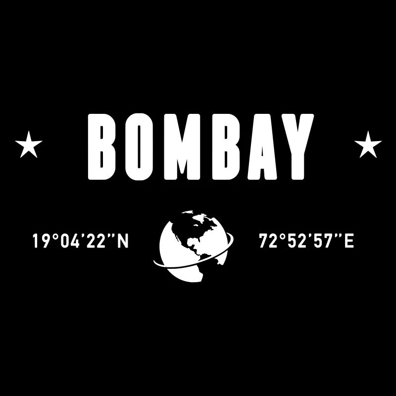Bombay India Coordinates Planet Earth White