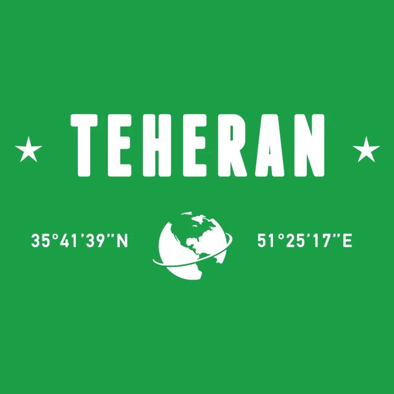 Tehran Iran Coordinates Planet Earth White