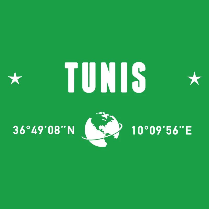 Tunis Tunisie Coordonnées GPS Globe Blanc