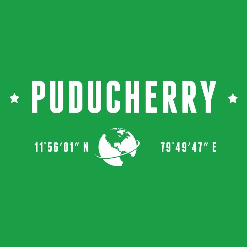 PUDUCHERRY Stylized Geographical Coordinates
