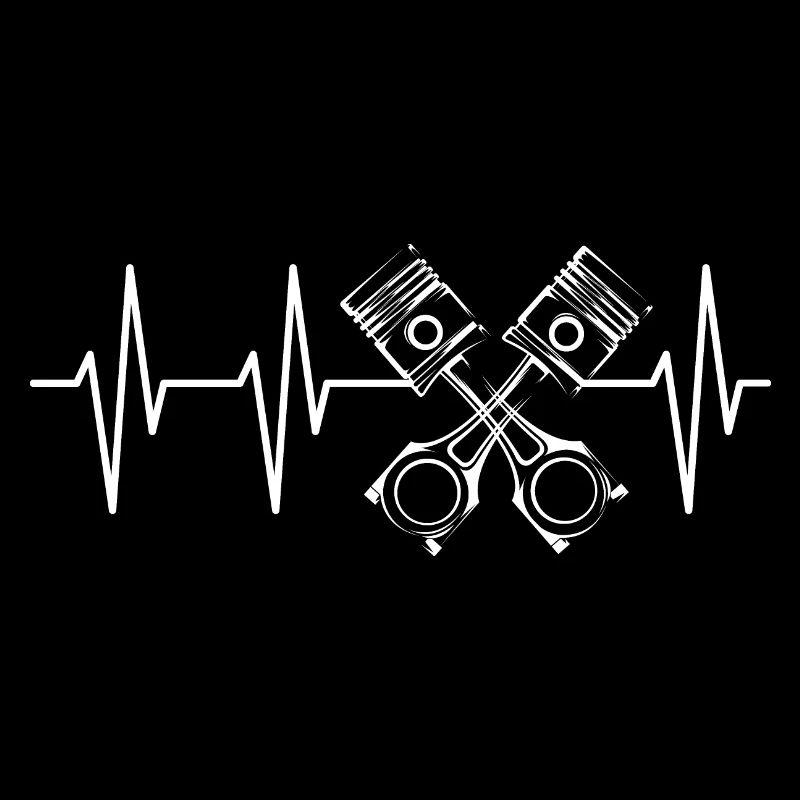 V8 Piston Pulse Racing Car Heartbeat Engine Logo