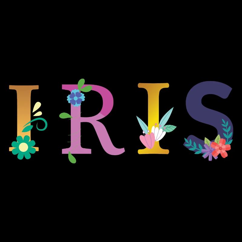 IRIS Name mit Blumen geschmückt