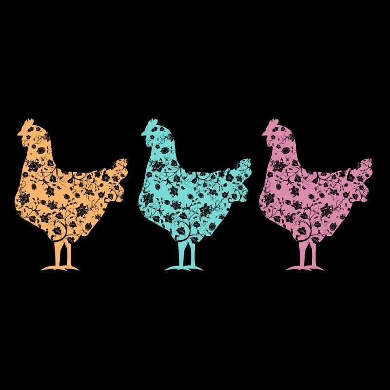 Pastel Chickens Silhouettes Pattern