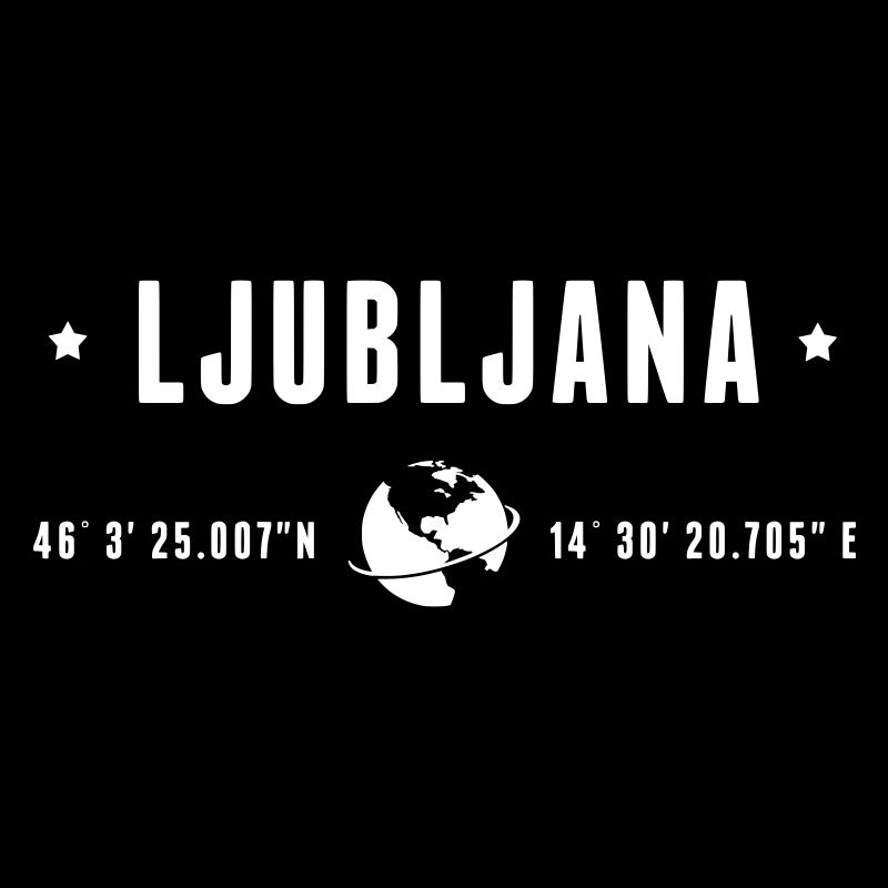 Ljubljana GPS Coordinates Globe Modern Typography