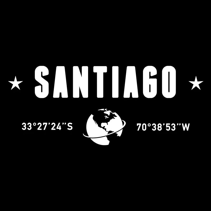 Santiago Chile Coordinates Planet Earth White