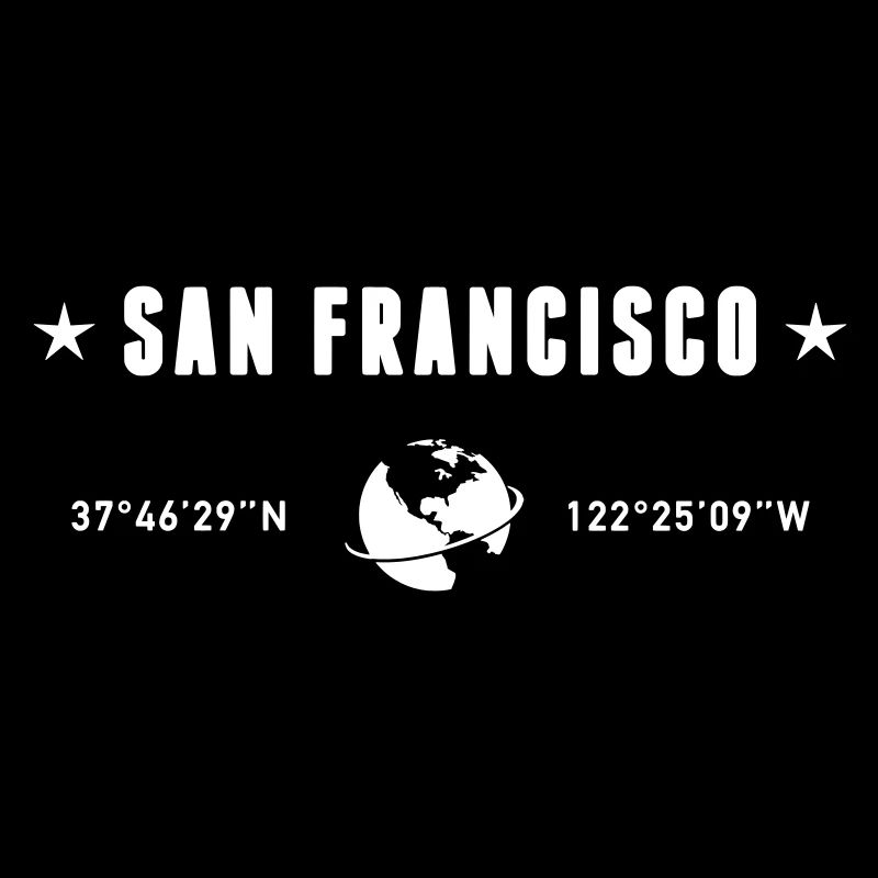 San Francisco Coordinates Planet Earth White