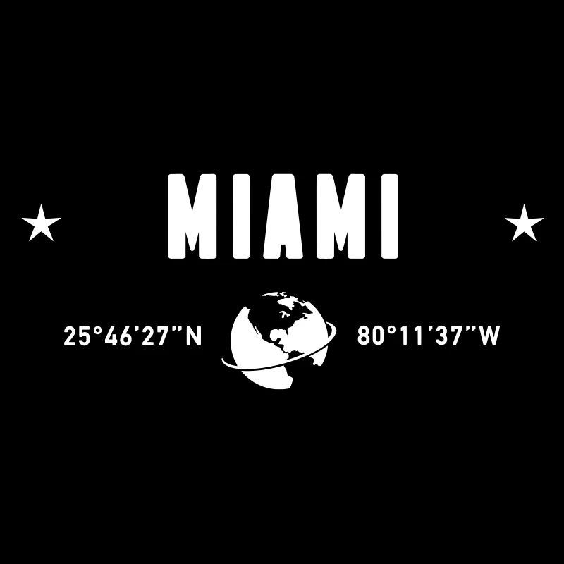 Miami Florida Coordinates Planet Earth White
