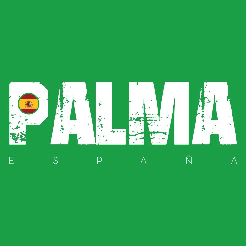 Palma Distressed Text with Spain Flag