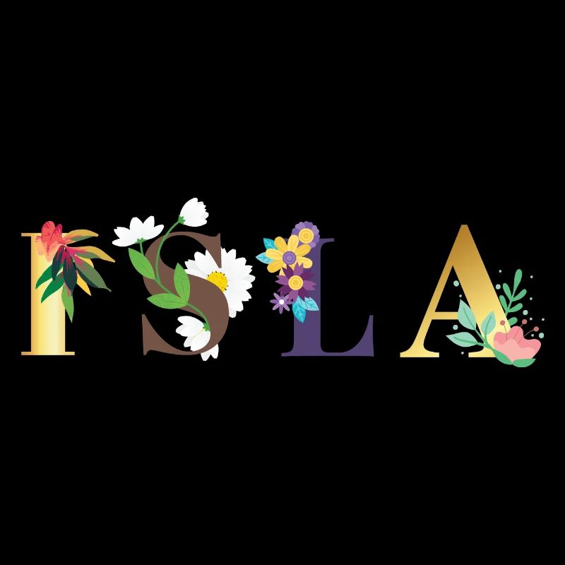 Art du nom ISLA avec des fleurs brodées