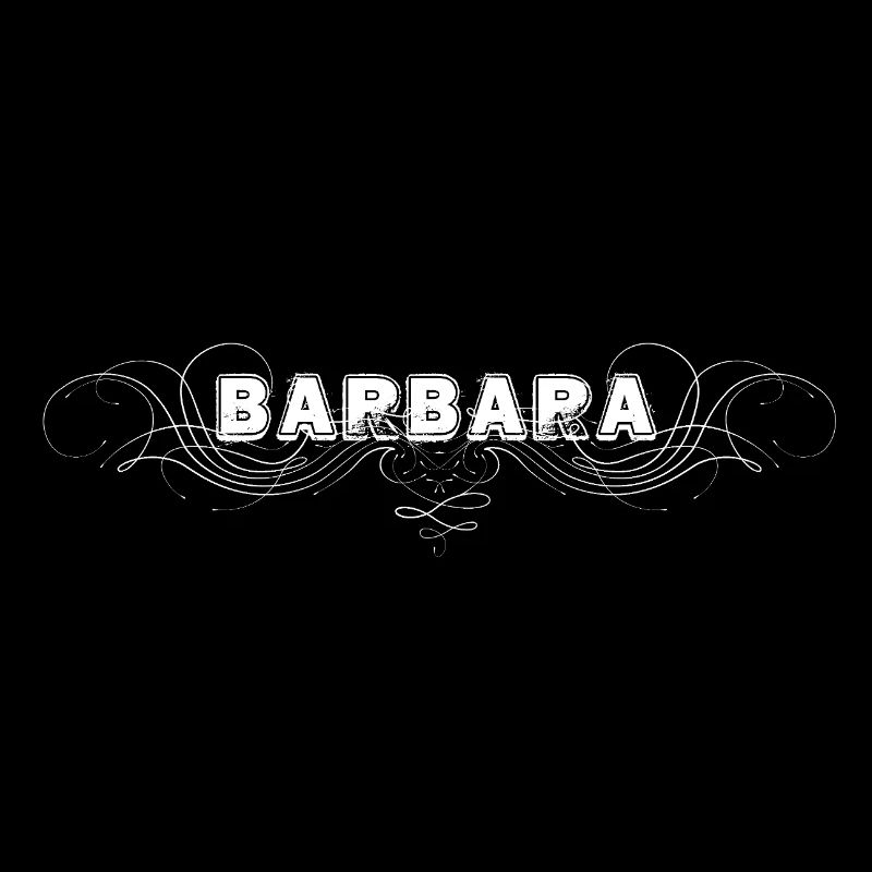 BARBARA lettering with decorative lines