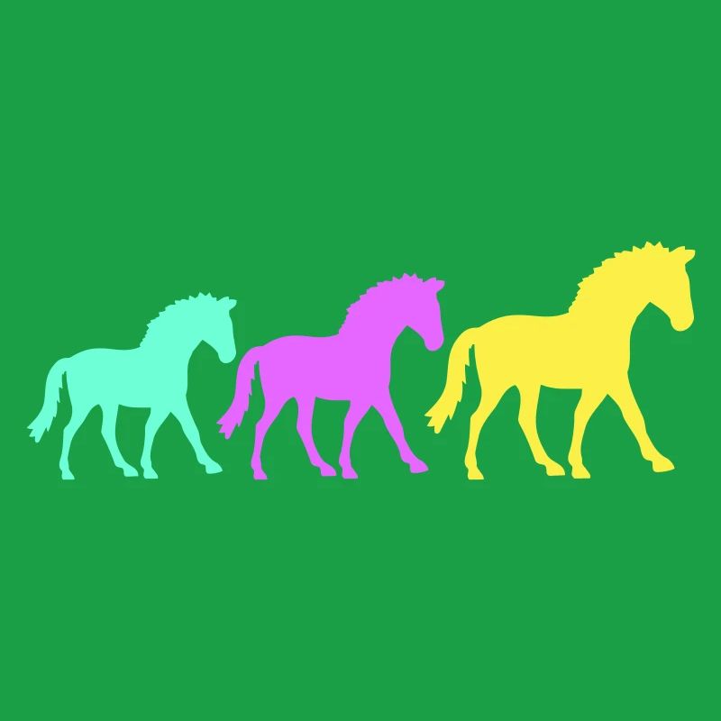 3 chevaux silhouette équipe cavalier équitation amis mignon