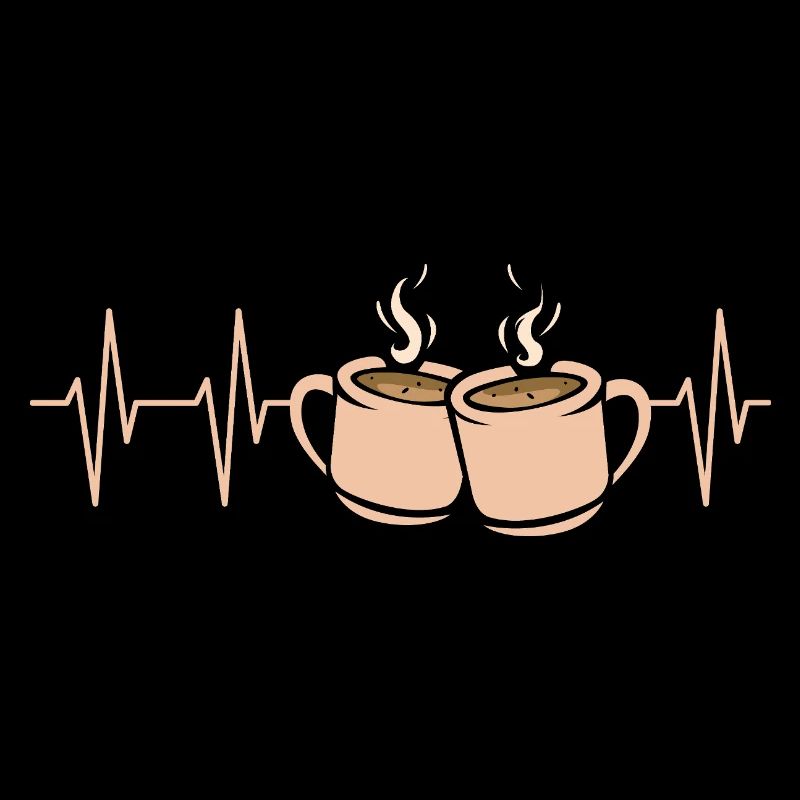 Coffee Pulse Heartbeat Two Cups