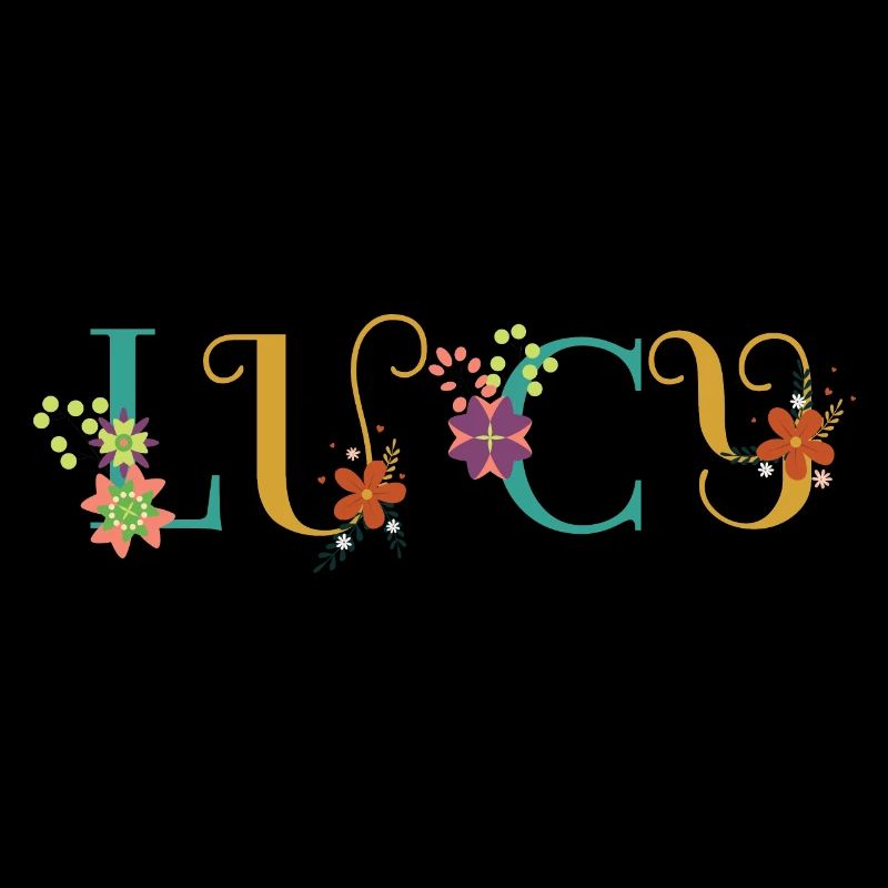 Art du nom LUCY avec des fleurs brodées