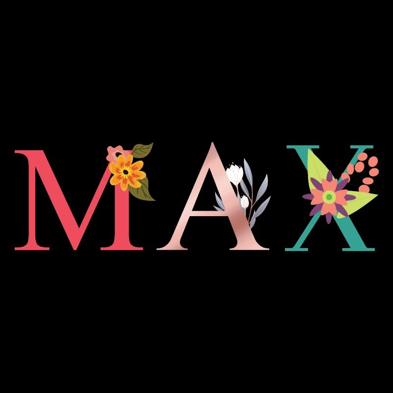 MAX Name Art avec fleurs brodées