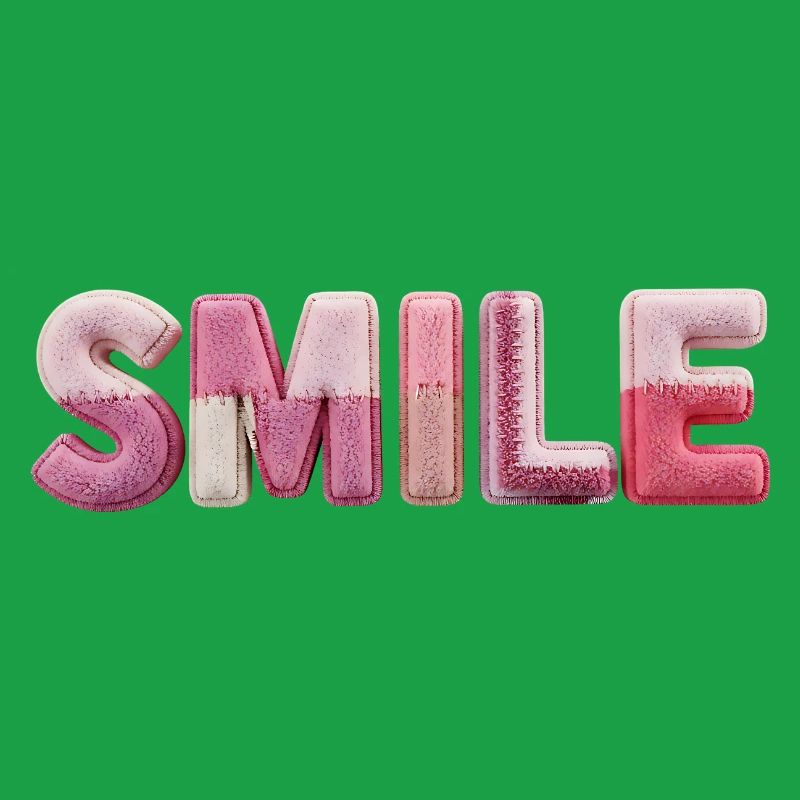 Plush Smile Lettering Patchwork Trend