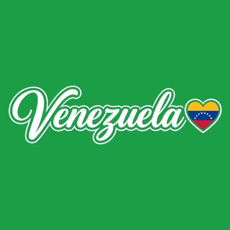 Venezuela Script with Flag Heart Love