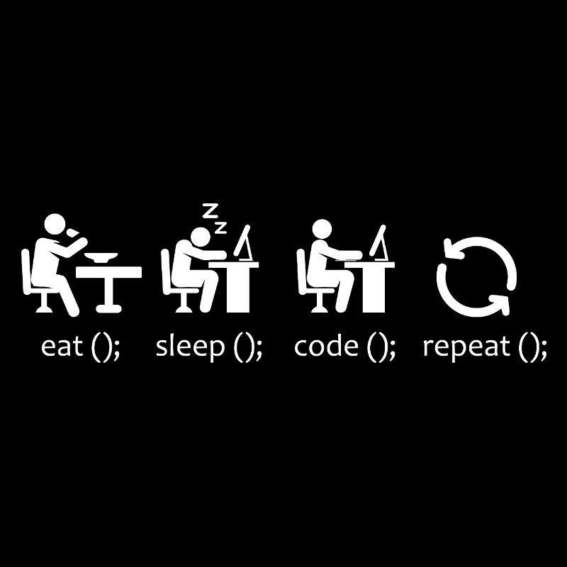 Essen, schlafen, Code wiederholen – lustiger Softwareentwickler