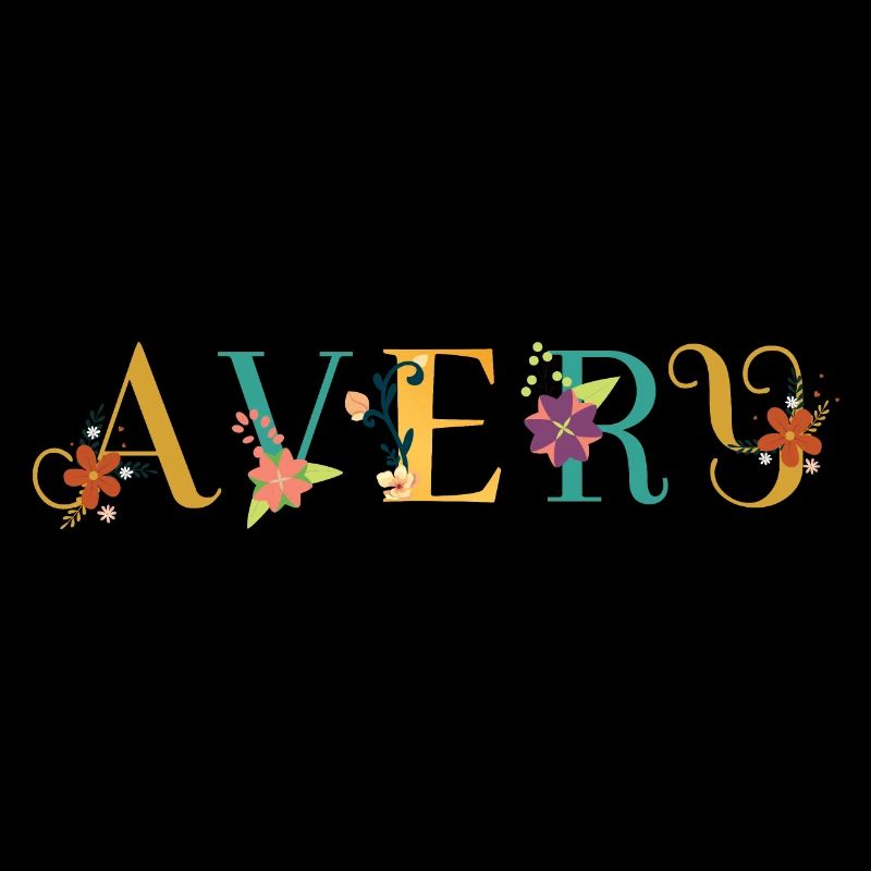 Art du nom AVERY avec fleurs brodées