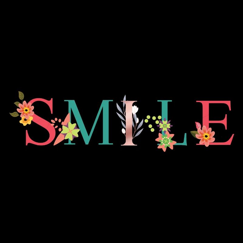 SMILE Name Art avec des fleurs brodées