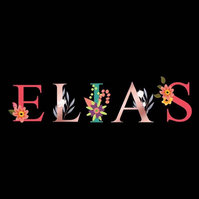 Art du nom ELIAS avec des fleurs brodées