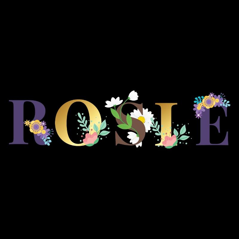 Art du nom ROSIE avec des fleurs brodées
