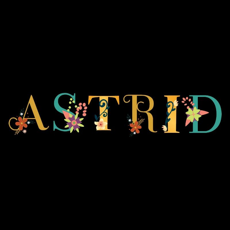 Art du nom ASTRID avec fleurs brodées