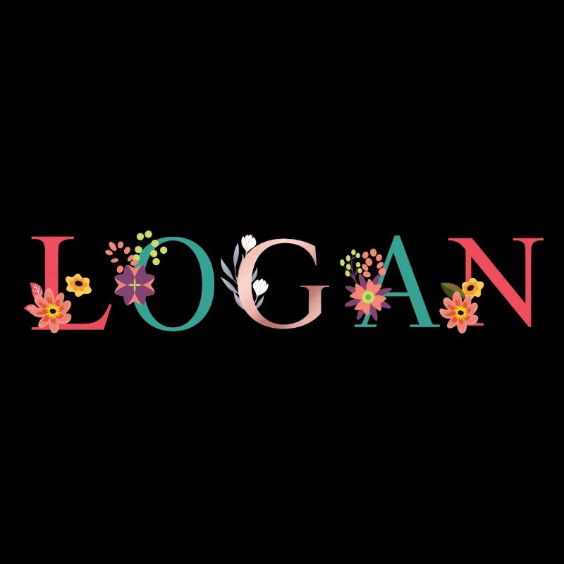 LOGAN Art du nom avec fleurs brodées