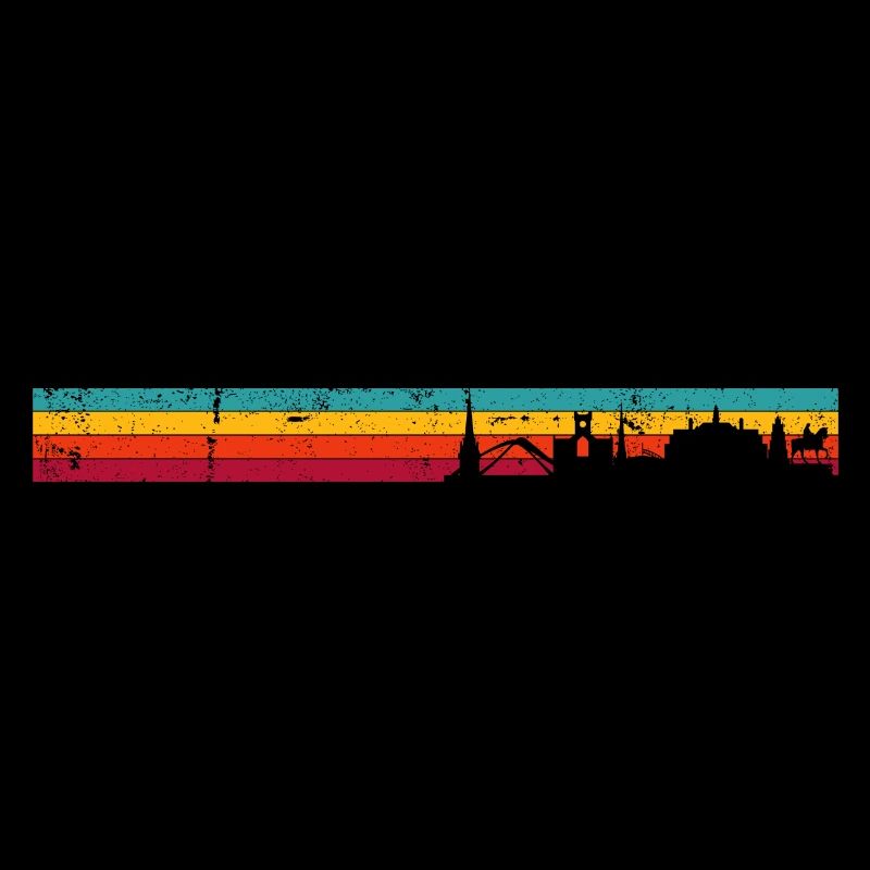 Sunset Skyline Rainbow Stripes