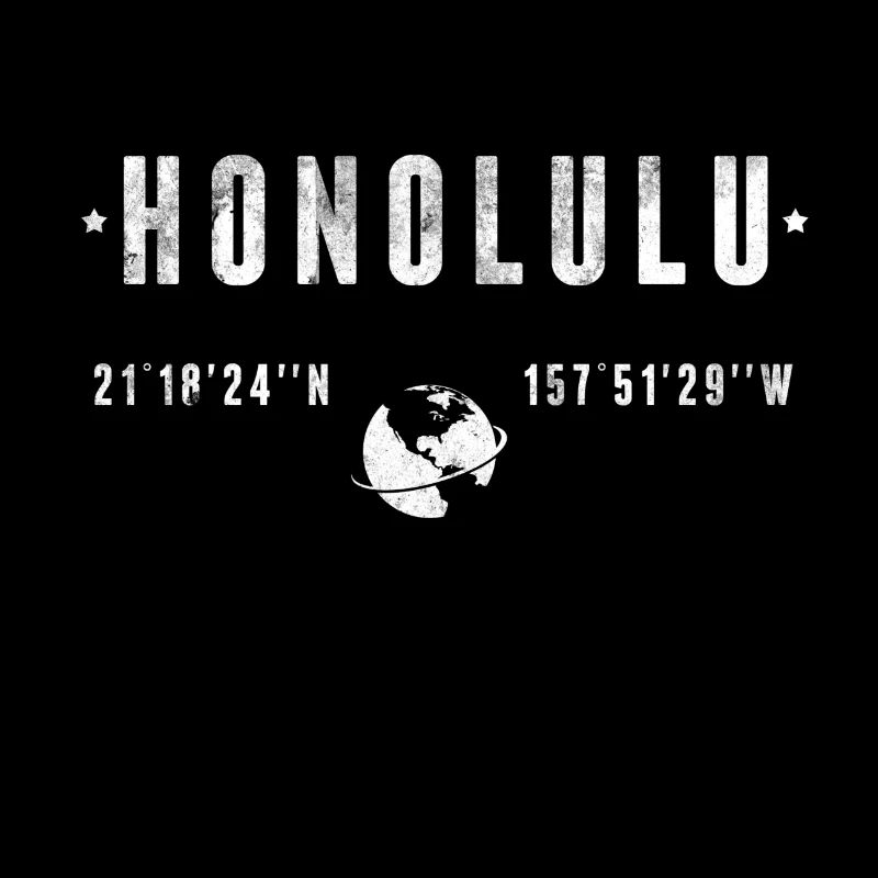 Honolulu Coordonnées Géographiques Stylisées