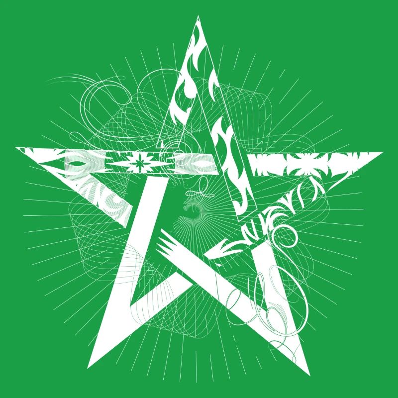 white pentagram with rays