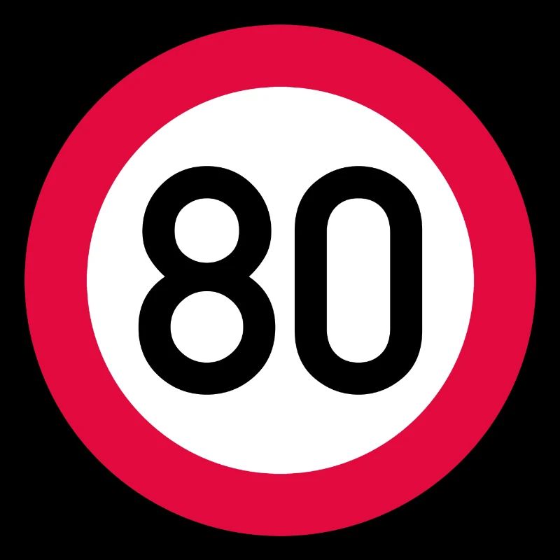 80 ans Attention ! Panneau de signalisation 80 km/h
