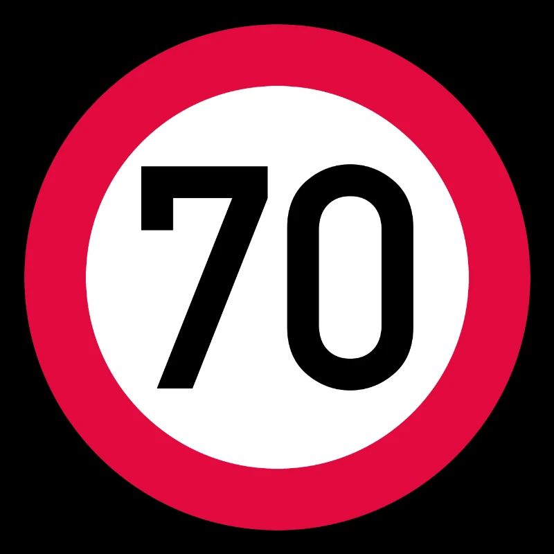 70 ans Attention ! Panneau de signalisation 70 km/h