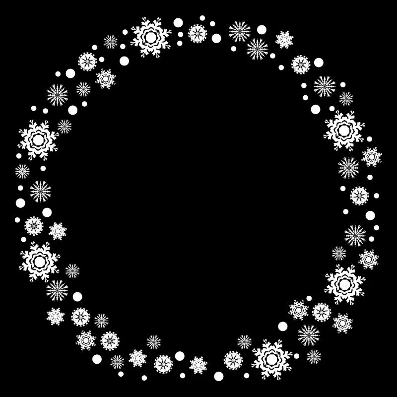 round winter snowflakes frame
