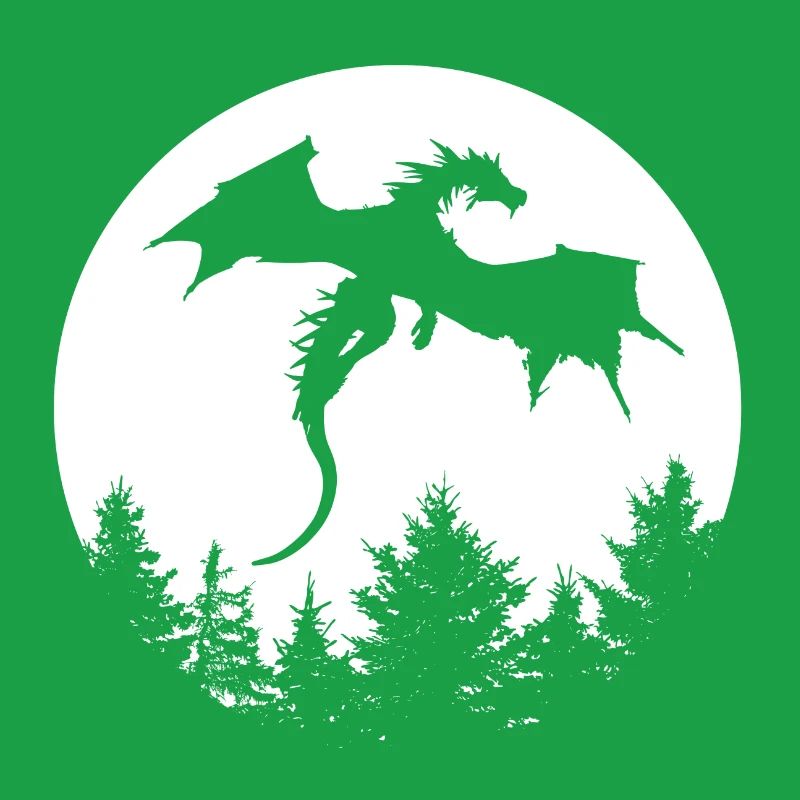 Dragon devant la lune dans une forêt