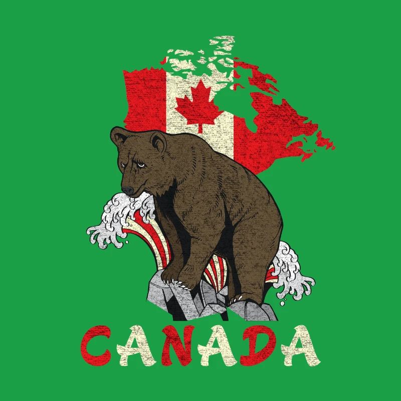 Conception d'ours du Canada avec carte et drapeau