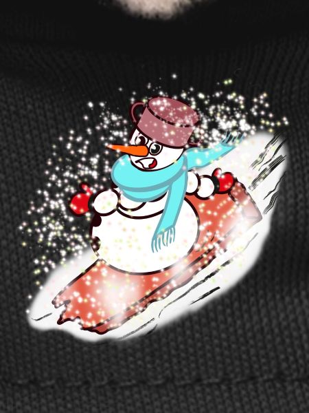 Snowman with scarf and snowboard